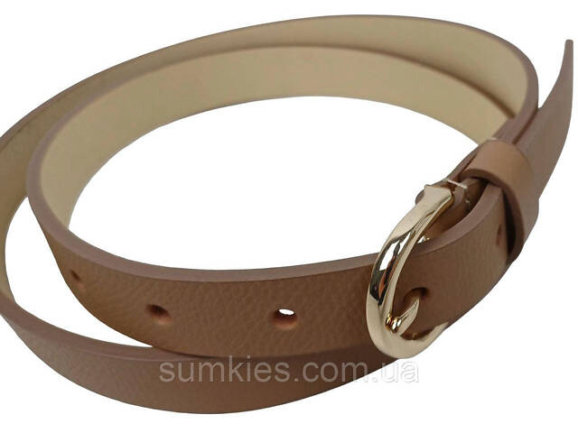 Вузький жіночий шкіряний ремінь Bellantare світло-коричневий - Фото 4