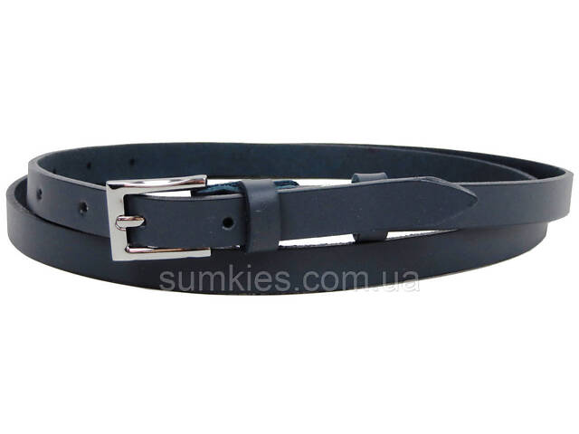 Вузький жіночий шкіряний ремінь Skipper 1,5 см темно-синій - Фото 1