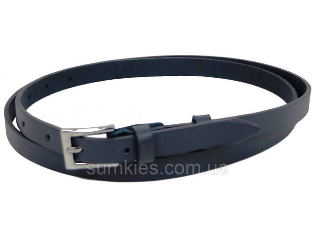 Вузький жіночий шкіряний ремінь Skipper 1,5 см темно-синій - Фото 2