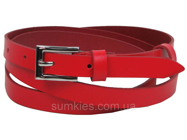 Вузький жіночий шкіряний ремінь Skipper, Україна червоний 1,5 см - Фото 1
