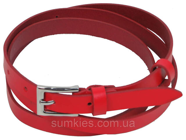 Вузький жіночий шкіряний ремінь Skipper, Україна червоний 1,5 см - Фото 2