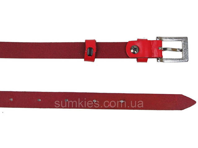 Вузький жіночий шкіряний ремінь Skipper, Україна червоний 1,5 см - Фото 3
