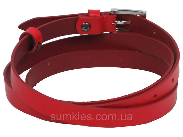 Вузький жіночий шкіряний ремінь Skipper, Україна червоний 1,5 см - Фото 5