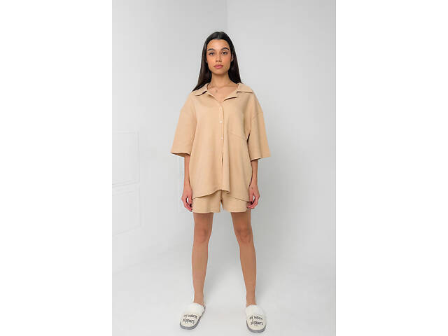 Вафельна піжама Perfect Female Бежевий L (184PJ-4ShS-bg) - Фото 1