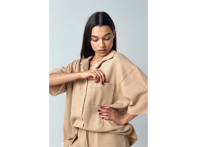 Вафельна піжама Perfect Female Бежевий S (184PJ-4ShS-bg) - Фото 3