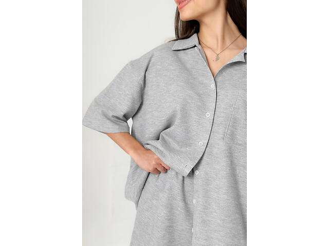 Вафельна піжама Perfect Female Сірий XS (184PJ-4ShS-gr) - Фото 2