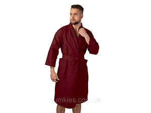 Вафельный халат Luxyart Кимоно размер (42-44) S 100% хлопок бордо (LS-7197)