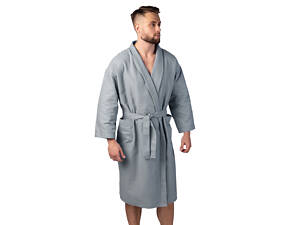 Вафельный халат Luxyart Кимоно размер (50-52) L 100% хлопок кофе (LS-3356)