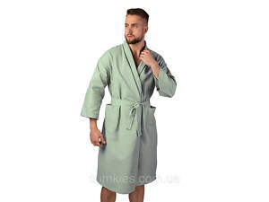 Вафельный халат Luxyart Кимоно размер (54-56) XL 100% хлопок мята (LS-8794)