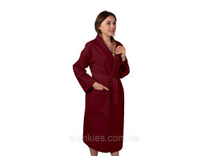 Вафельный халат Luxyart Кимоно размер (54-56) XL 100% хлопок бордо (LS-8791)