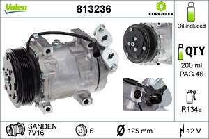 VALEO 813236 Компресор кондиціонера Ford Focus/C-Max 1.6TDCi 03-12/Mazda 3 1.6DI 04-09