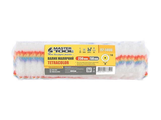 Валик малярський MASTERTOOL Tetracolor фасадний 58/250/18 мм Ø 8 мм 92-5806 - Фото 3