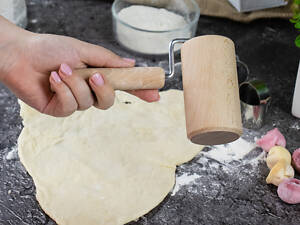 Валик ролик дерев'яний для розкочування тіста 17 см