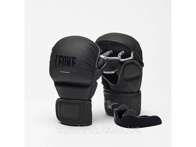 Рукавиці греплінгові для ММА Leone BLACK Edition M (капа в комплекті) - Фото 1