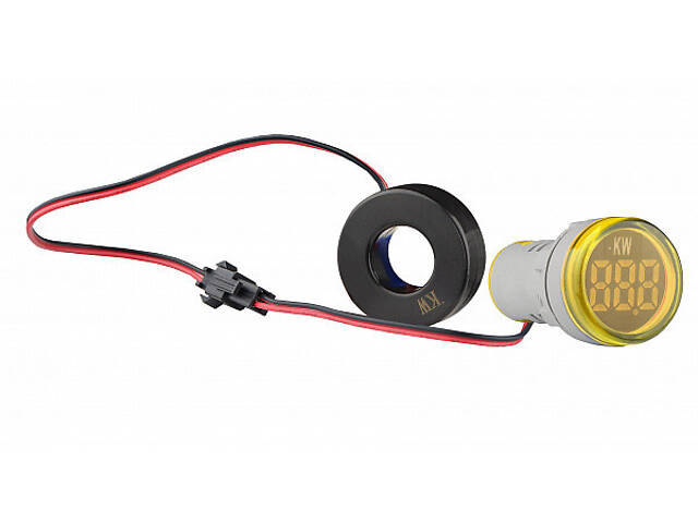 Ватметр цифровий 26/45 кВт 230/400V AC тип А ᴓ22мм круглий жовтий [A0190010205] U-ADM-W АСКО - Фото 1