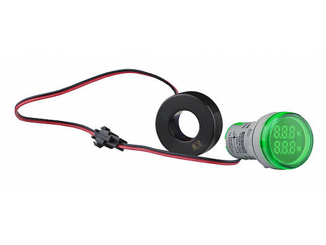 Ватметр цифровий 50Вт-4,5 кВт 230V AC тип В ᴓ22мм круглий зелений [A0190010209] U-ADM-W АСКО - Фото 1