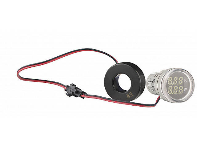 Ватметр цифровий 50Вт-4,5 кВт 230V AC тип В ᴓ22мм круглий білий [A0190010212] U-ADM-W АСКО - Фото 1