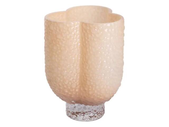 Ваза декоративна 18.5х16х25 см для квітів скляна фігурна ваза з кольорового скла 3 л Бежева - Фото 1