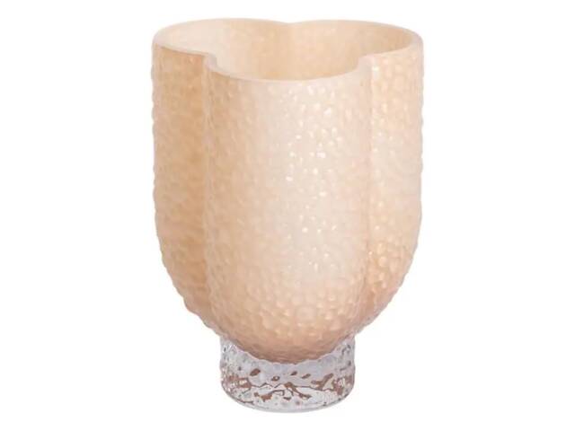 Ваза декоративна 18.5х16х25 см для квітів скляна фігурна ваза з кольорового скла 3 л Бежева - Фото 2