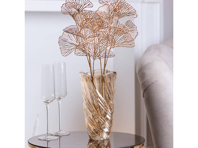 Ваза для квітів скляна декоративна золота 23.5 см для троянд • для орхідей • для тюльпанів • для сухоцвітів Ваза для квітів - Фото 2