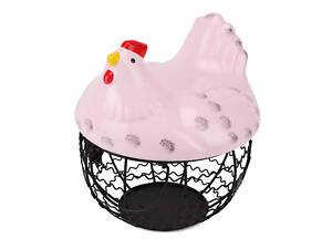 Ваза для фруктів Hen Pink 21х24 см з кришкою Lefard AL118004