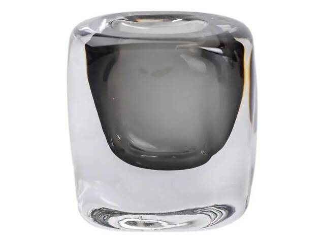 Ваза скляна прозора 10х7х11 см для квітів декоративна 120 мл Сіра - Фото 1