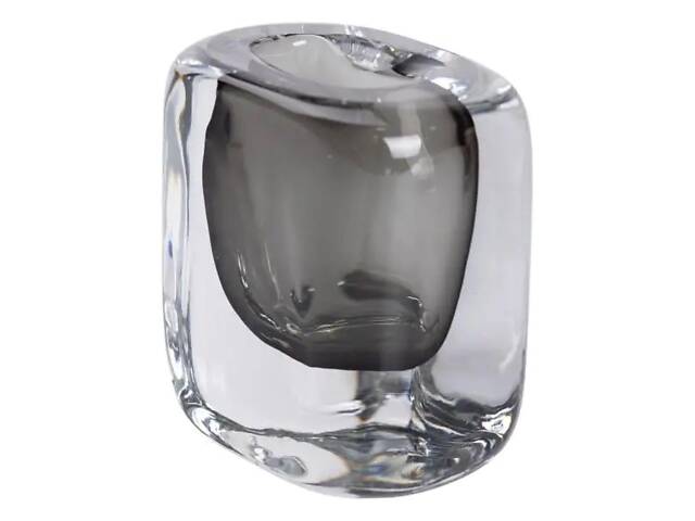 Ваза скляна прозора 10х7х11 см для квітів декоративна 120 мл Сіра - Фото 2