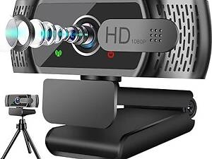 Вебкамера Neefeaer W6 HD 1080P з мікрофоном/штативом з автоматичною корекцією освітлення Чорний
