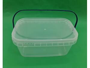 Ведро прямоугольное с крышкой 3.1 л, прозрачное (1 шт)