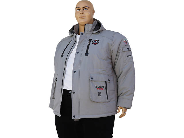 Великий розмір чоловіча куртка єврозима світло-сірого кольору. - Фото 1