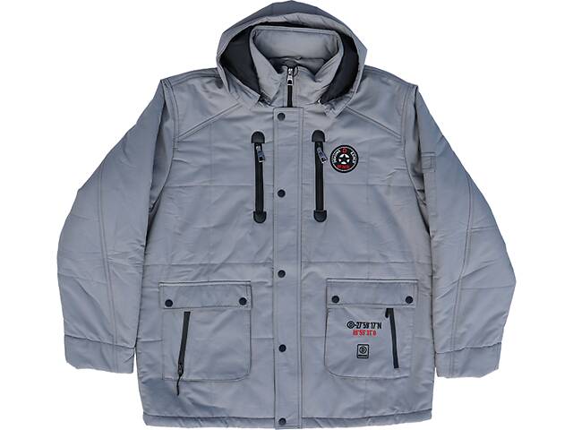 Великий розмір чоловіча куртка єврозима світло-сірого кольору. - Фото 4