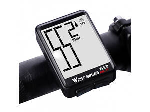 Велокомпьютер West Biking 12WLS беспроводной спидометр кнопочный (10277D)