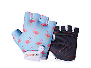 Велорукавички PowerPlay 001 Фламінго Блакитні 2XS