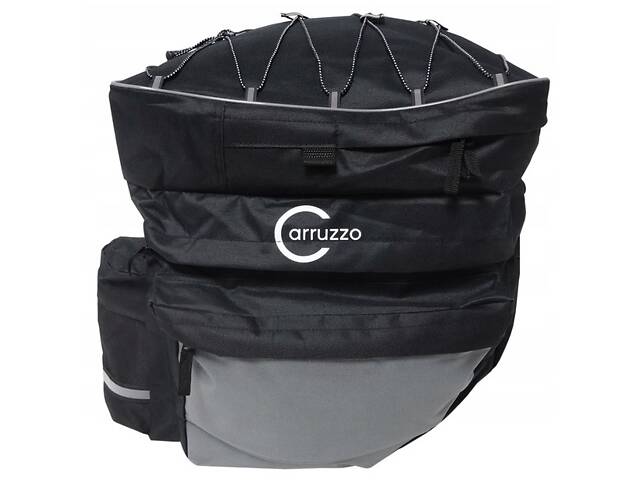 Велосипедная сумка на багажник велоштаны с дождевиком Carruzzo Черный с серым (L34F black grey) - Фото 2