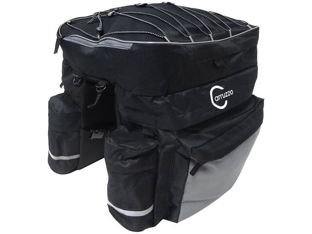 Велосипедная сумка на багажник велоштаны с дождевиком Carruzzo Черный с серым (L34F black grey) - Фото 4