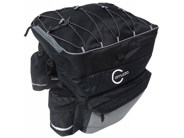 Велосипедная сумка на багажник велоштаны с дождевиком Carruzzo Черный с серым (L34F black grey) - Фото 5
