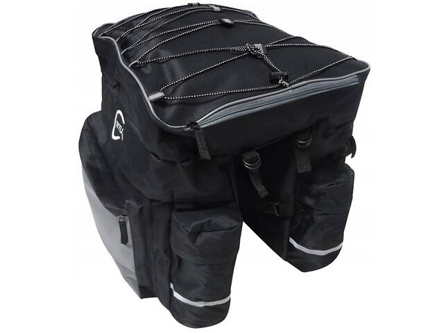 Велосипедная сумка на багажник велоштаны с дождевиком Carruzzo Черный с серым (L34F black grey) - Фото 7