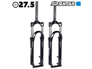 Велосипедна вилка Sr Suntour XCM MLO 27.5' 100 мм, безрізьбова 1-1/8' під диск, Lock-out, Чорна