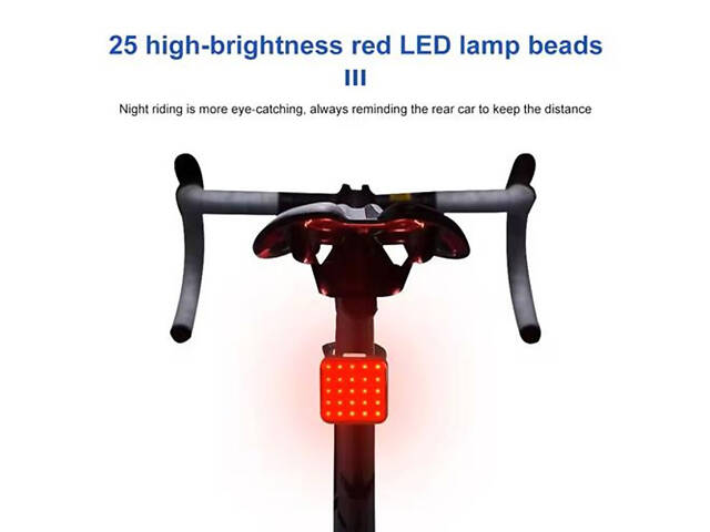 Велосипедний ліхтар задній габаритний MY-2107, 25LED, червоний, Миготливий велоліхтар, Стоп-сигнал на раму - Фото 4