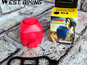 Велосипедний дзвінок West Biking A-08 Bicycle Electronic Horn 130 Db електронний велодзвінок, Червоний