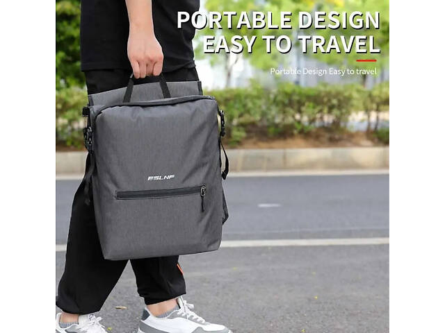 Велосумка на багажник EsLNF 2-секційна, 28 л, сірий (T-002) — - Фото 3