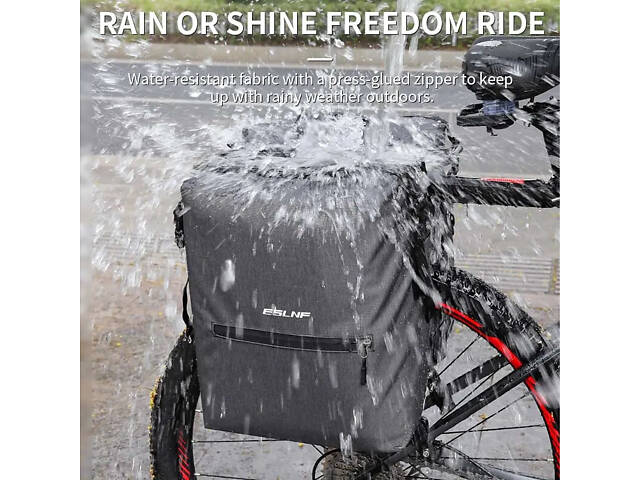 Велосумка на багажник EsLNF 2-секційна, 28 л, сірий (T-002) — - Фото 4