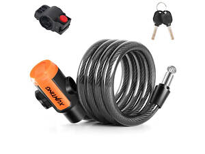Велосипедний тросовий замок Xunting з кріпленням і ключами 120 см протиугінний для велосипеда самоката