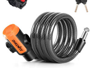 Велосипедний тросовий замок Xunting з кріпленням і ключами 120 см протиугінний для велосипеда самоката