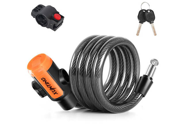 Велосипедний тросовий замок Xunting з кріпленням і ключами 120 см протиугінний для велосипеда самоката - Фото 1