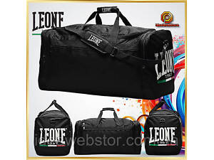 Велика дорожня спортивна сумка Leone леон чорна для поїздок і тренувань у залі на 80 літрів
