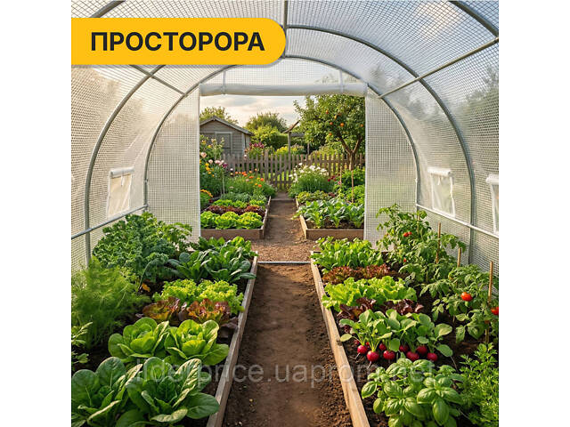 Велика садова теплиця 12м2 LEOBRO Біла армована (LB-G104-WHT), Оригінал! - Фото 8