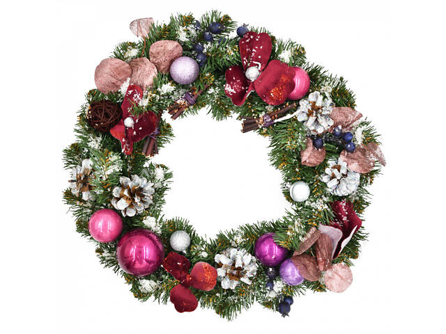 Венок искусственный рождественский с украшениями YES Камелия 904444 35 см