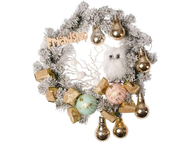 Венок искусственный рождественский с украшениями YES Совенок 904392 35 см