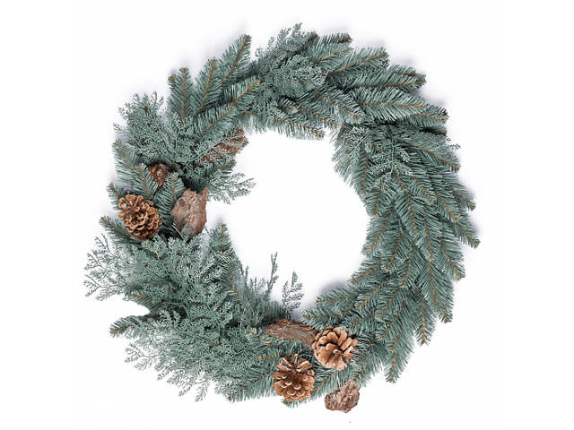 Венок искусственный рождественский YES Монблан 904406 50 см голубой